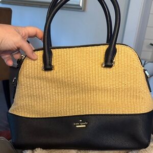 Kate Spade Woven Tan and Black Satchel